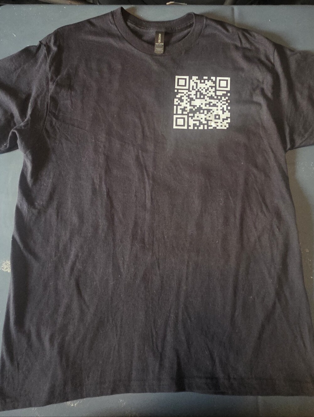 Gildan Black Tee with White QR Chest Graphic